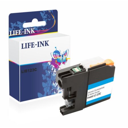 Life-Ink Druckerpatrone ersetzt LC-121C, LC-123C für Brother Drucker cyan