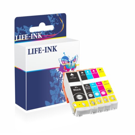 Life-Ink Druckerpatronen 5er Set ersetzt 33XL, 33 für Epson Drucker