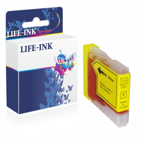 Life-Ink Druckerpatrone ersetzt LC-1000Y, LC-970Y für Brother Drucker yellow