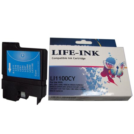 Life-Ink Druckerpatrone ersetzt LC-1100C, LC-980C für Brother Drucker cyan